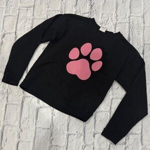 Hanes Black Sweatshirt with Pink Paw Print